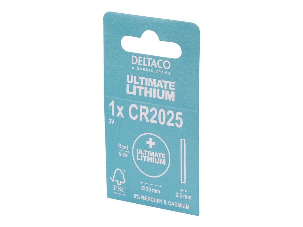 Deltaco Ult-Cr2025-1P, Einwegbatterie, Cr2025, Lithium, 3 V, 1 Stück(E), Cd (Cadmium), Hg (Quecksilber)