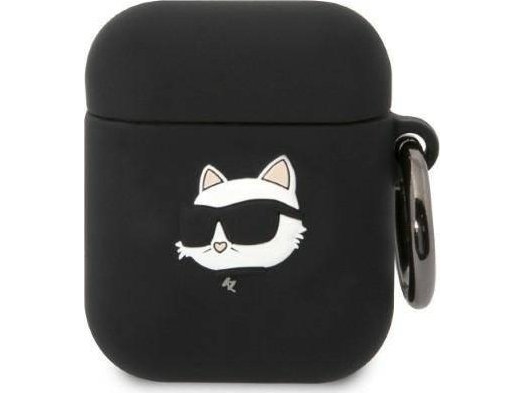 Karl Lagerfeld Cover Kla2runchk Til Apple Airpods 2/1 Sort/Sort Silikone Choupette Head 3D