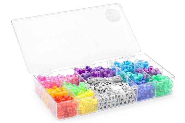 Rocai Perlemix + Bogstaver Ass. Farver M/elastik - Pearl N Fun