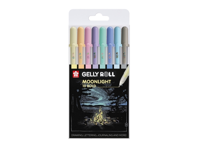 Sakura Gel-Tintenroller Gelly Roll Moonlight Pastel, 8 Stk, Skrivebredde 0,5 Mm, Fluorescerende Farver