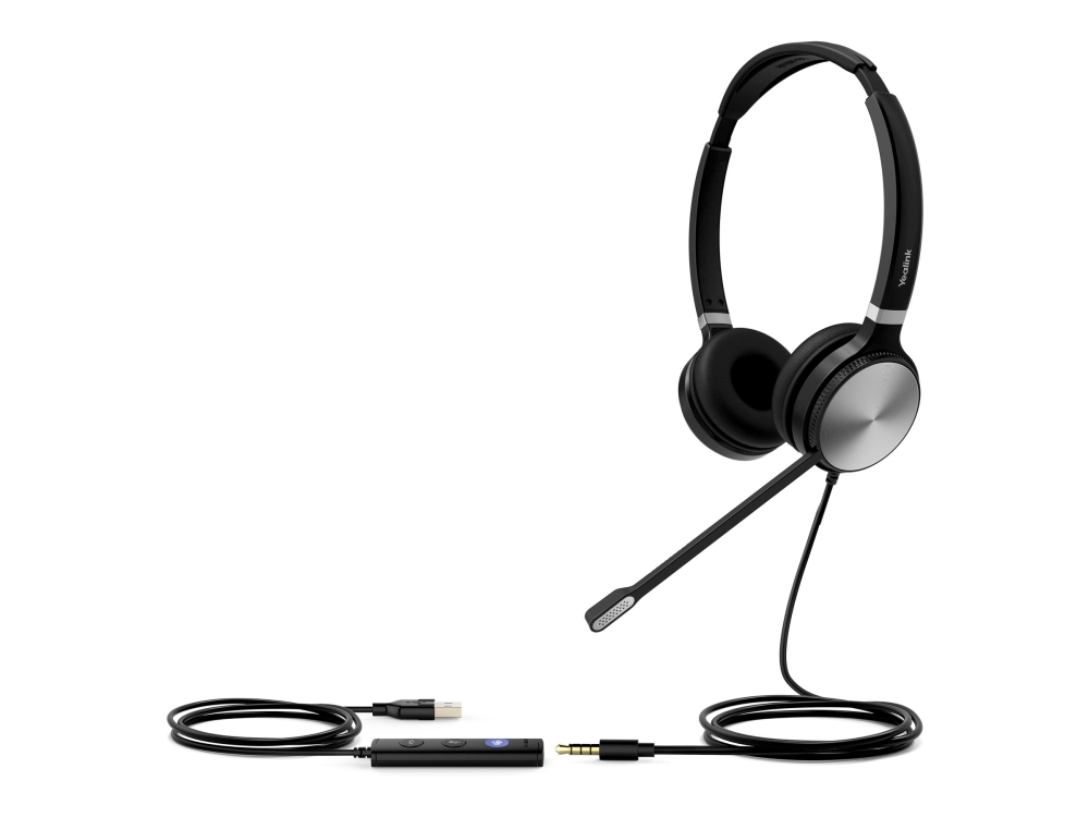 Yealink Uh36 Dual För Microsoft Teams Headset På Örat Kabelansluten Usb Svart Och Silver