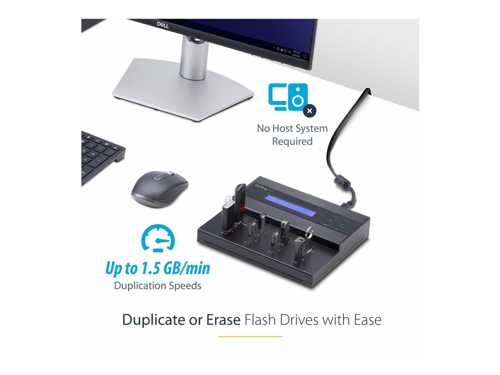 StarTech.com USBDUPE17 / Standalone 1 to 7 USB Thumb Drive Duplicator and Eraser Multiple USB Flash Drive Copier System and File and Whole-Drive Copy