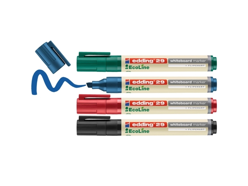 Whiteboardpenna edding 29 EcoLine blandad. 1-5 mm sned spets - med 4 st. | Skrivredskap - Märkpennor - Permanent Marker | GameStuff