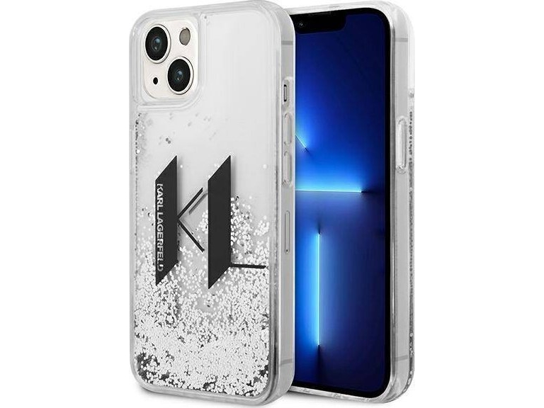 Karl Lagerfeld Liquid Glitter Big Kl Case Für Iphone 14 - Silber