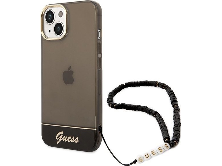 Guess Guhcp14shgcohk Iphone 14 6,1" Schwarz/Schwarz Hardcase Mit Durchsichtiger Perlenkette