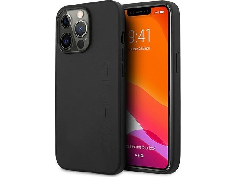 Amg Amhcp14xdolbk Hardcase Læder Hot Stamped Til Iphone 14 Pro Max 6,7" - Sort/Sort