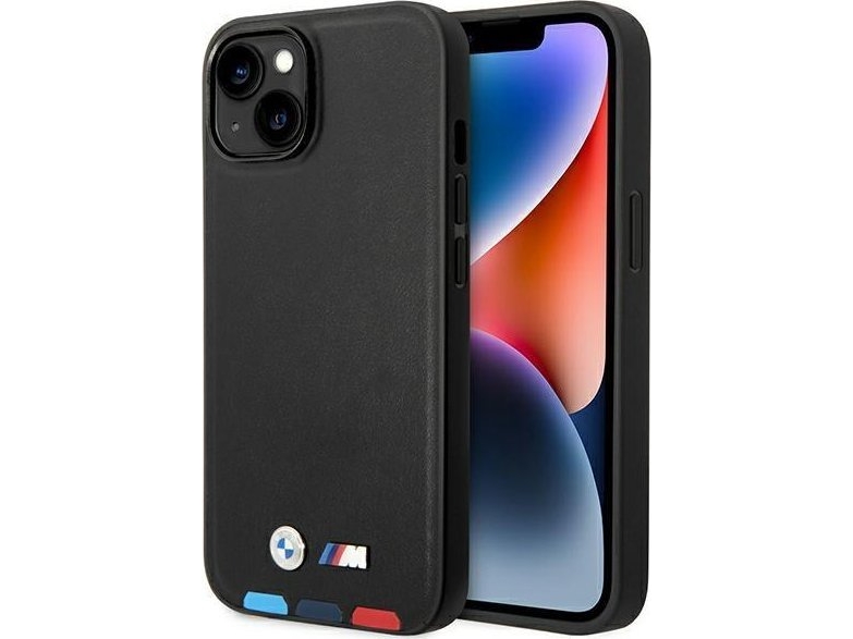 Bmw Bmhcp14m22ptdk Case Für Iphone 14 Plus 6,7" - Schwarz/Schwarzes Leder-Stempel Tricolor