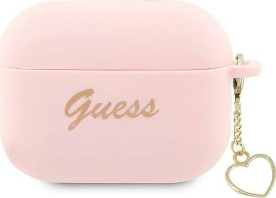 Guess Guap2lschsp Airpods Pro 2 Case Pink/Pink Silikon-Charm Herz Collection