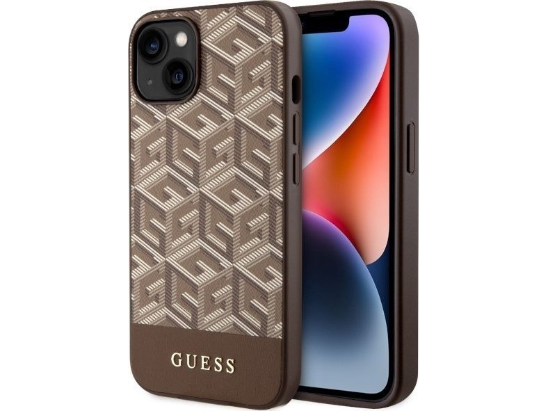 Guess Guhmp14mhgcfsew Iphone 14 Plus 6.7" Brun/Brun Hard Case Gcube Stripes Magsafe