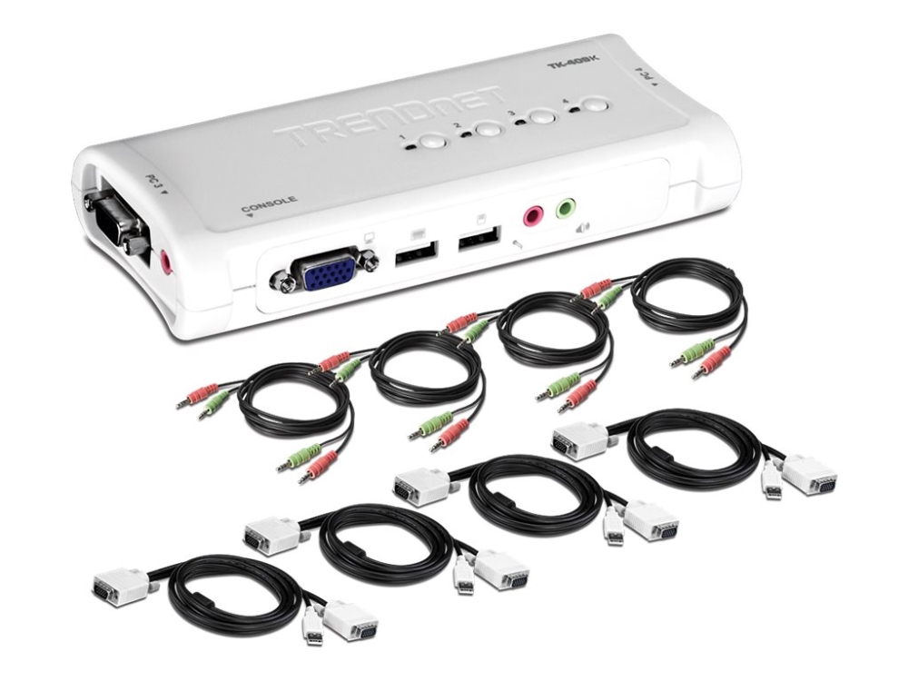 TRENDnet TK 409K - Omkopplare för tangentbord/video/mus/ljud/USB - 4 x KVM/ljud/USB - 1 lokal användare - skrivbordsmodell | Datortillbehör - KVM & Switchar - Switchar | GameStuff