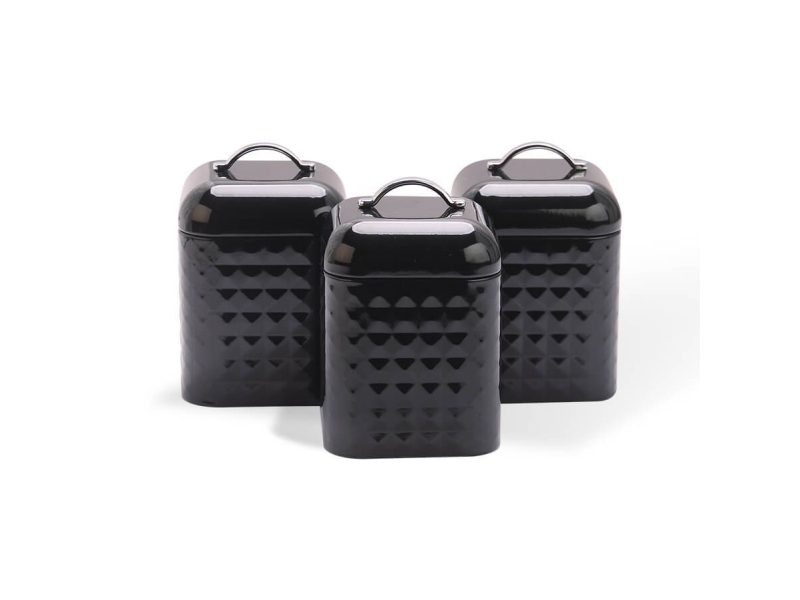 Maestro Køkkenbeholdere I Metal, 3 Stk., Sorte Maestro Mr-1676-3S-Black