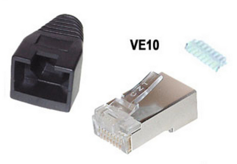 Shiverpeaks Bs72057-S-10, Rj-45, Schwarz, Metallisch, Cat5e/6, Gold, 10 Stück(E)