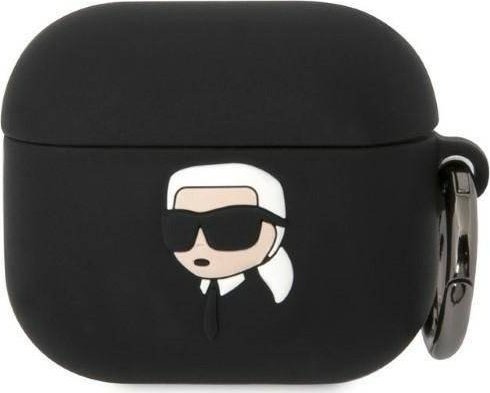 Karl Lagerfeld Etui Kla3runikk Til Apple Airpods 3 Cover Sort Silicone Karl Head 3D