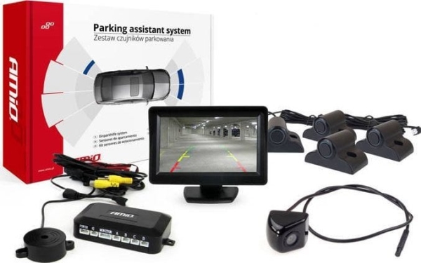 Parkassistenzsystem Tft01 4,3" Mit Hd-310 Kamera, 4 Schwarze Sensoren Für Lkw