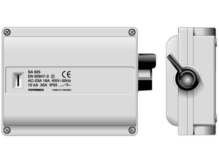 Sikkerhedsafbryder 25A 6P+N+JGrå med sort aflåselig greb4XM25+2XM16 11kW IP55