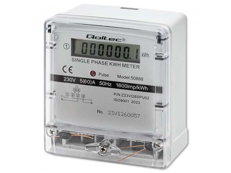 Qoltec Einphasiger Elektronischer Zähler | Energieverbrauchszähler | 230V | Ldc