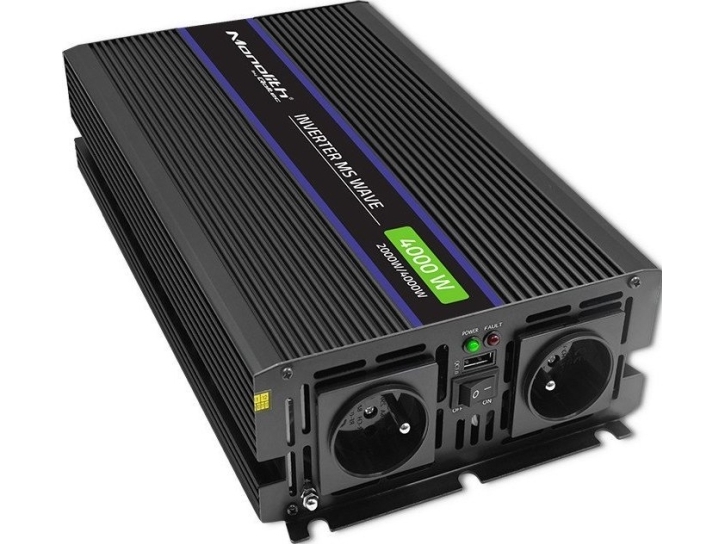Qoltec Wechselrichter Monolith 4000 Ms Wave | 12V Auf 230V | 2000/4000W | Usb