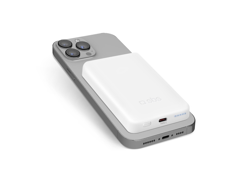 SBS TEBB5000MAG1CW, 5000 mAh, Trådlös laddning, Vit
