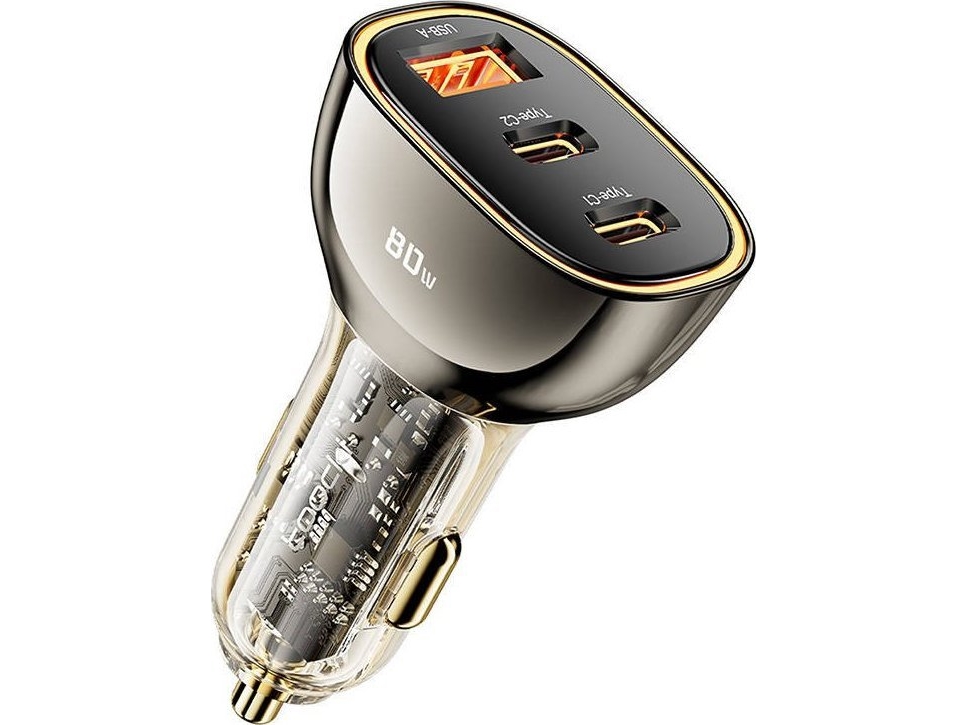 Kfz-Ladegerät Toocki 2C+A 80W 3A 1X Usb-A - 2X Usb-C Schwarz Tcc2c 1A-Xf01