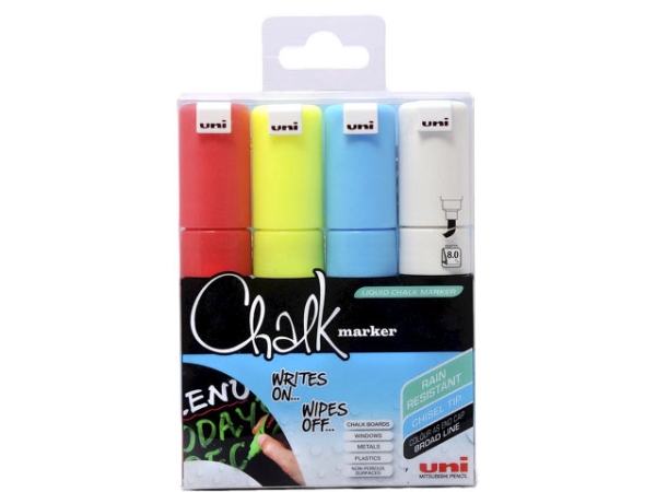 Whiteboard- Und Kreidemarker Uni Chalk Pwe-8K 4 Stück 8Mm