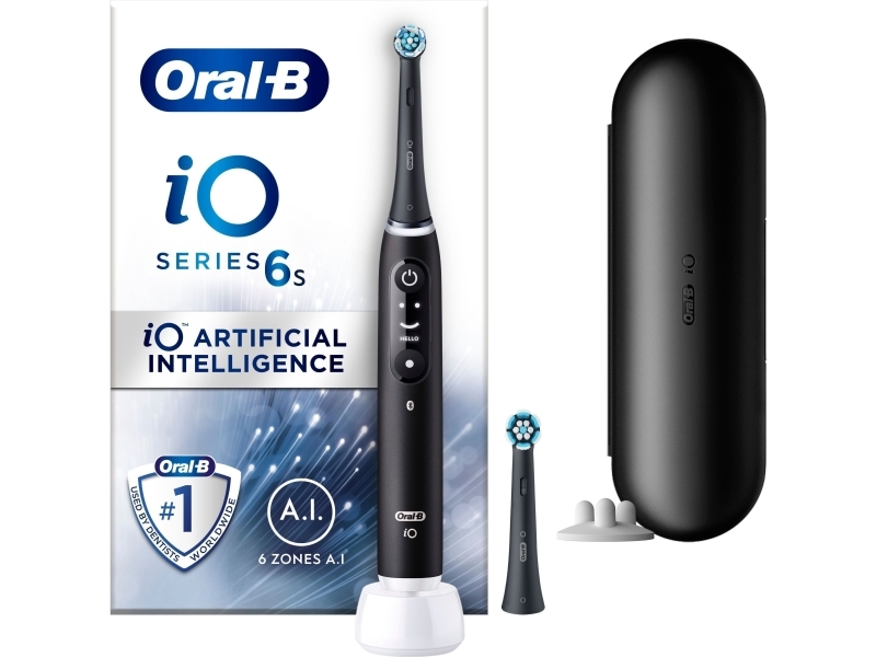 Oral-B iO 6, Aikuinen, Värisevä hammasharja, Päivittäinen käyttö, Syväpuhdistus, Ienhoito, Herkkä, Valkaisu, Musta, 2 min, Musta