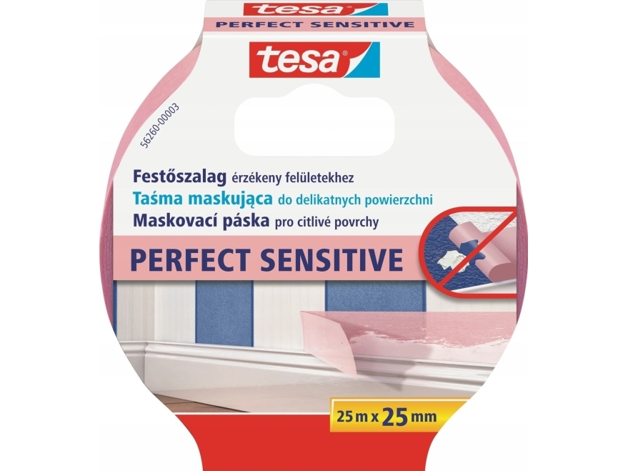 Tesa 56260, Maler-Abdeckband, Papier, Pink, Weich, Acrylfarbe, Alkydfarbe, Latexfarbe, 7 Tag(E)