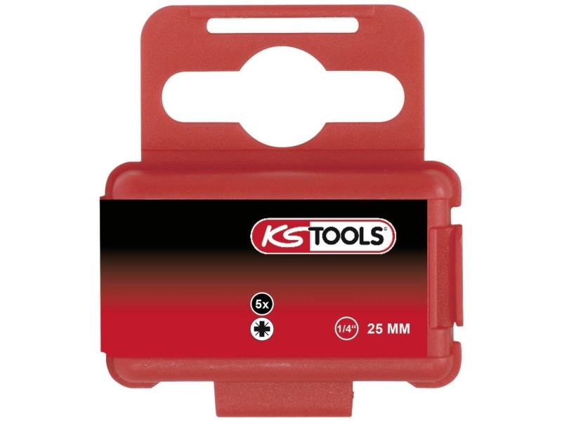 Ks Tools 918.3216, Stjerneskruetrækker, Nikkel, Din 3126, Iso 1173 - C 6,3, 25 Mm, 40 G, 25,4 / 4 Mm (1 / 4")