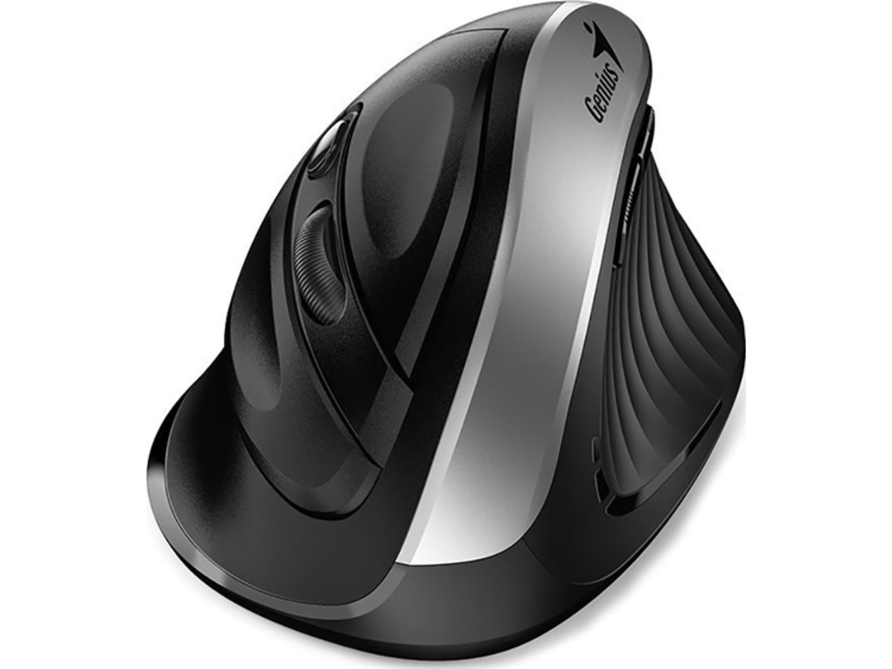 Genius Genius Ergo 8250S Maus, 1600 Dpi, 2,4 [Ghz], Optisch, 6 Tasten, Kabellos, Schwarz/Silber, 1 Stk. Aa, Vertikal