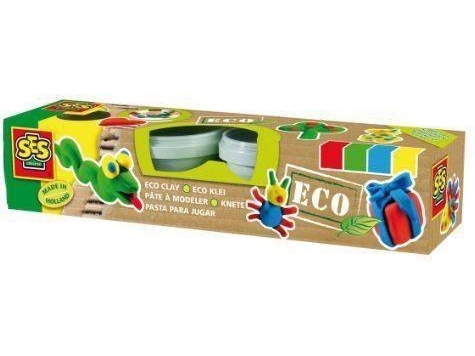 Ses Creative Eco Knete 4 X 90G, Modellierton, Mehrfarbig, Kinder, 4 Stück(E), Kunststoff-Topf, 4 Farben