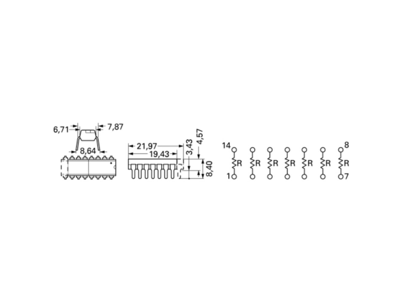 Bourns 4116R-1-151LF Modstandsnetværk 150 Ω THT DIP-16 0.25 W 1 stk