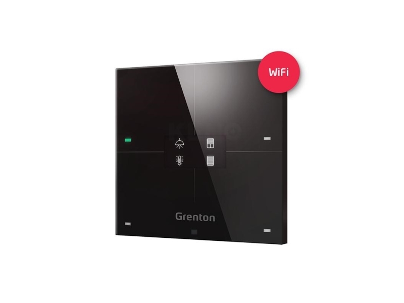 Grenton Smart Panel/ 4 Berührungsfelder/ Oled Display/ Wi-Fi/ Schwarze Glasfront