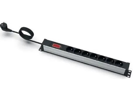 Emiternet Emiternet 19" 7-Pole Power Strip With Pin, Ammeter, 3M Cable, Uni-Schuko Plug Em/Lz19.07F.3S.A