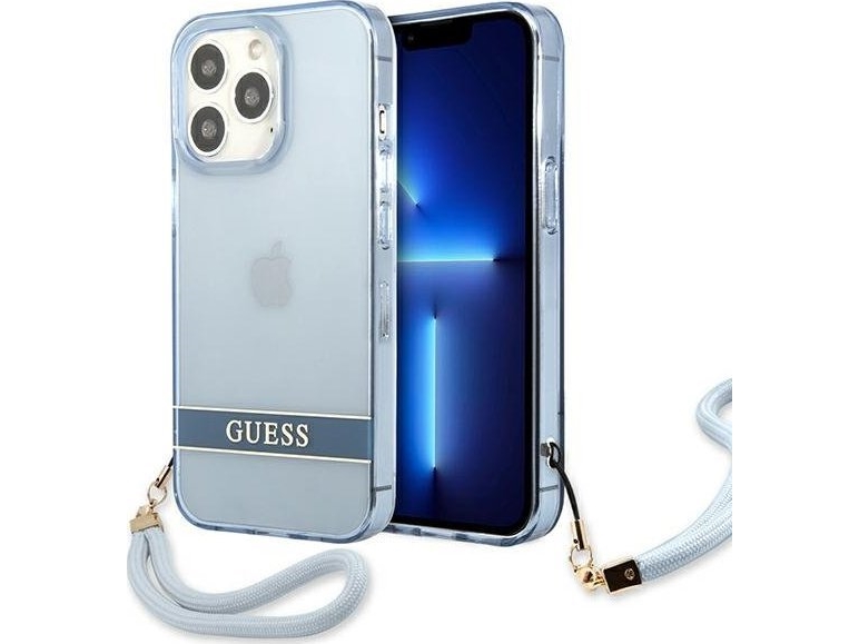 Guess Guhcp13lhtsgsb Hårdt Etui Transparent Blå / Blå Til Iphone 13 Pro / 13 6,1"