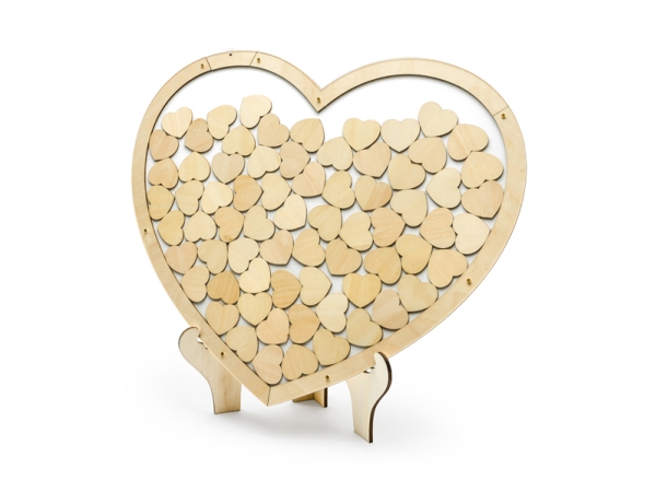 PartyDeco Vieraskirja Heart of Wood, 1 sivua, kovakantinen, puu, 375 mm, 440 mm