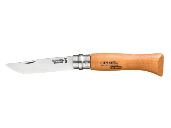 Opinel 000402, Låsning af knivblad, Camper/scout, Kulstofstål, Træ, Rustfrit stål, 1 værktøjer