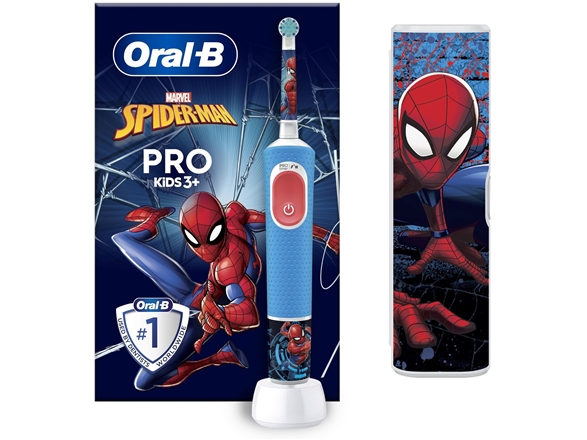 Oral-B Braun D103.413.2Kx Vitality Pro Kids 3+ Spiderman Elektrische Zahnbürste + Reiseetui (Pro Kids 3+ Spiderman)