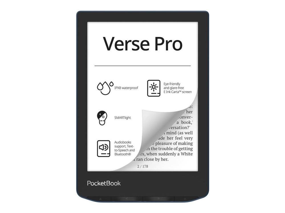PocketBook Verse PRO - eBook-läsare - Linux 3.10.65 - 16 GB - 6 16 grå nivåer (4-bit) E Ink Carta (1072 x 1448) - pekskärm - Bluetooth, Wi-Fi - himmelsblå | TV, Ljud & Bild - Bärbart ljud & Bild - Läsplattor | GameStuff