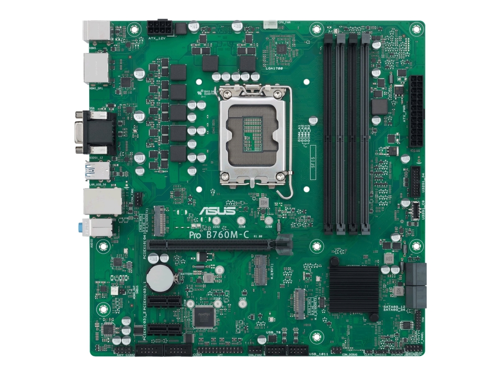 Asus Pro B760m-C-Csm, Intel, Lga 1700, Intel Celeron , Intel Core I3, Intel Core I5, Intel Core I7, Intel Core I9,..., Lga 1700, Ddr5-Sdram,