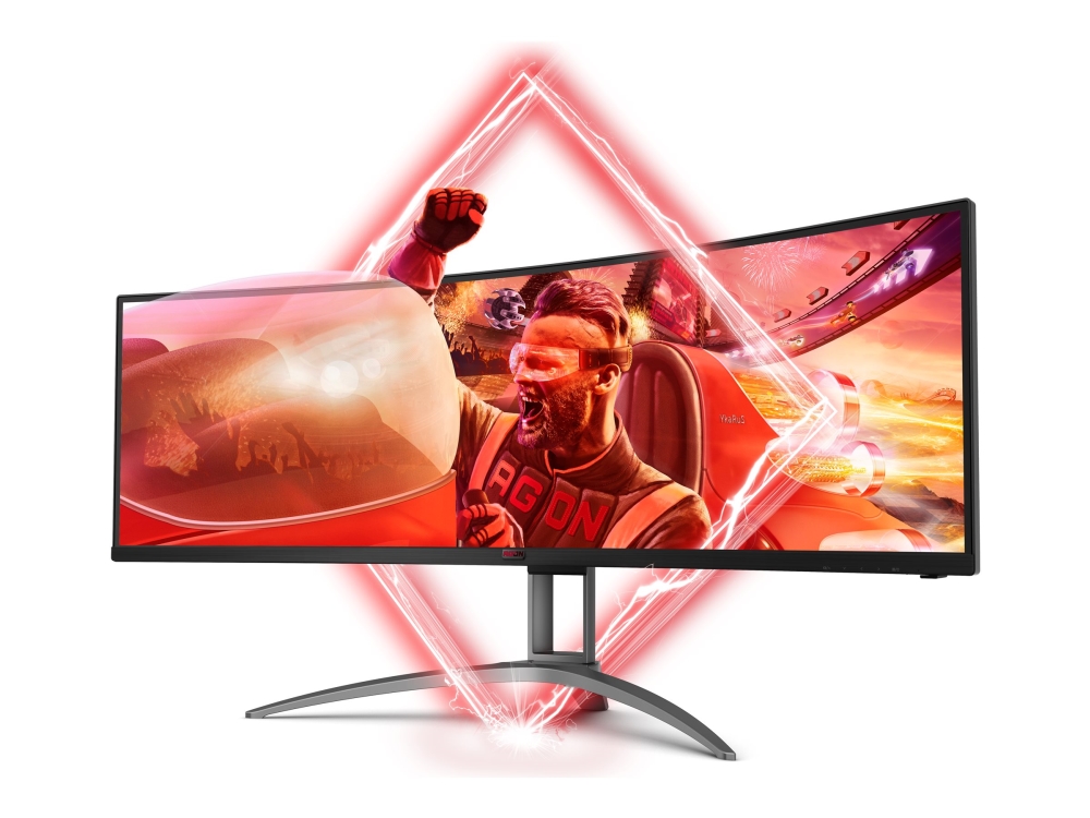 AOC Gaming AG493UCX2 - AGON Series - LED-skärm - spel - böjd - 49 (48.8 visbar) - 5120 x 1440 Dual Quad HD @ 165 Hz - VA - 550 cd/m² - 3000:1 - DisplayHDR 400 - 1 ms - 3xHDMI, DisplayPort, USB-C - högtalare - svart med struktur | Spel - Bildskärmar & tillbehör - Bildskärmar | GameStuff