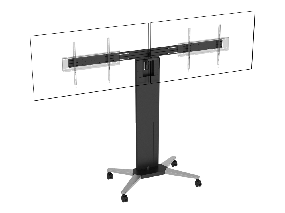 Vision Vfm-F50t - Vogn Med Hjul - Motoriseret - For 2 Lcd / Plasmapaneler - Låsbar - Stål, Aluminium - Mat Sort - Skærmstørrelse: 55"-86"