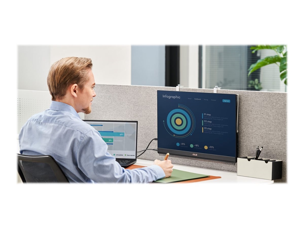 ASUS ZenScreen MB249C - LED-skjerm - 24 (23.8 synlig) - portabel - 1920 x 1080 Full HD (1080p) @ 75 Hz - IPS - 250 cd/m² - 1000:1 - 5 ms - HDMI, 2xUSB-C - høyttalere