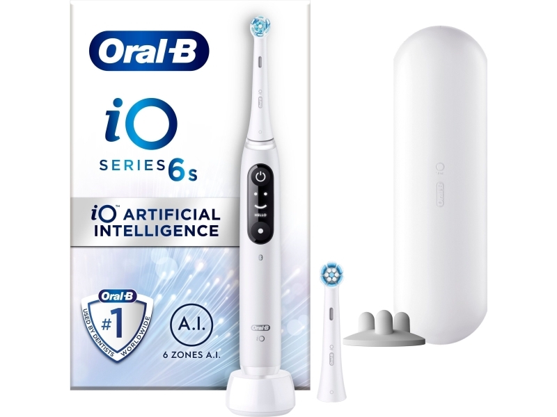 Oral-B Io 6, Voksen, Vibrerende Tandbørste, Daglig Pleje, Dyb Rensning, Gum Pleje, Sensitiv, Blegning, Hvid, 2 Min, Hvid