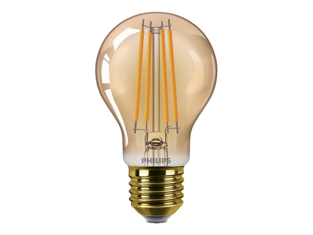 Philips Vintage Led Glödlampa Med Filament Form: A60 E27 3.1 W Motsvarande 25 W Ljus Med Varm Låga 1800 K Transparent Gold Amber