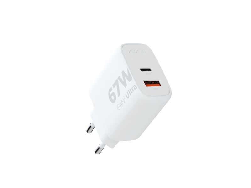 67W GaN² Ultra Rask Vegglader med USB-A og USB-C - Hvit