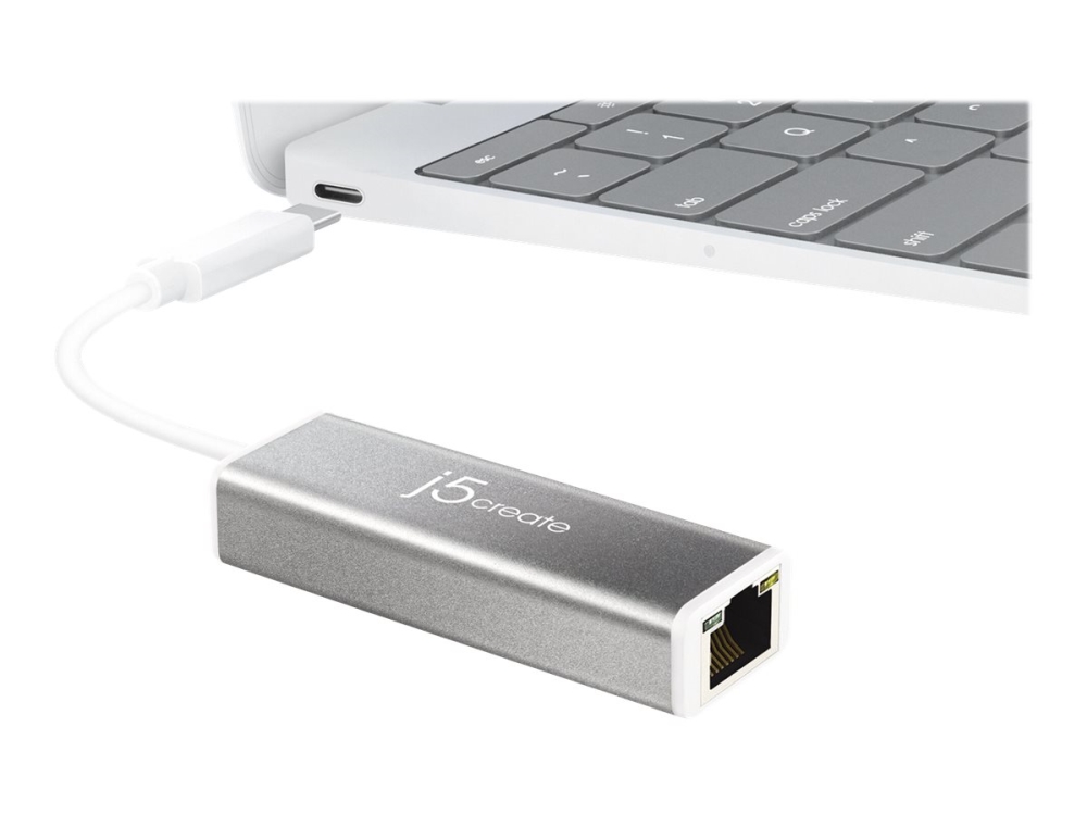 j5create JCE133G - Netværksadapter - USB-C 3.1 Gen 1 - Gigabit Ethernet x 1 - grå, hvid