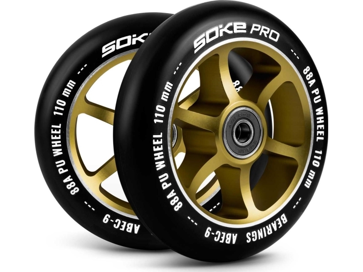 Soke scooterhjul 110 mm guld 2 st. | Utomhusleksaker - Gå / Löpande fordon - Löphjul | GameStuff