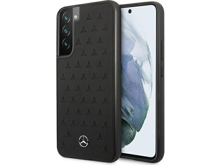 Mercedes Benz Samsung Galaxy S22 Plus Mercedes Odinis Dėklas Stars Pattern (Mehcs22mpsqbk) Juodos Spalvos