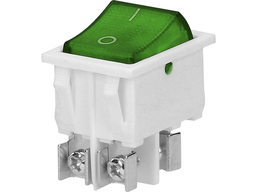 Orno växelkontakt med belysning, grön knapp, vit kåpa | Lauritz Knudsen - LK FUGA - Strömbrytare & Kontaktdon | GameStuff