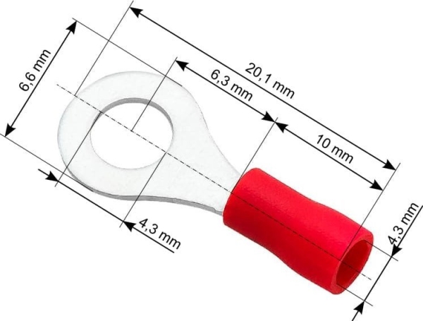 Blow 43-013# kabelsko med öga isolerad skruv 4,3 kabel 4,3 mm | Verktyg & Verkstad - Infästning - Skruv | GameStuff