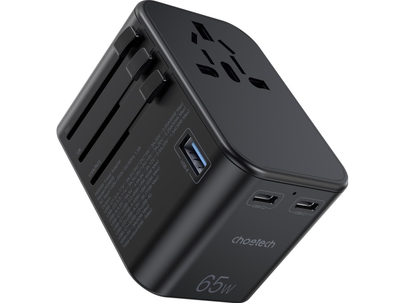 Choetech Pd5009 Universal-Reiseadapter 65W 2Xusb-C/Usb-A Schwarz